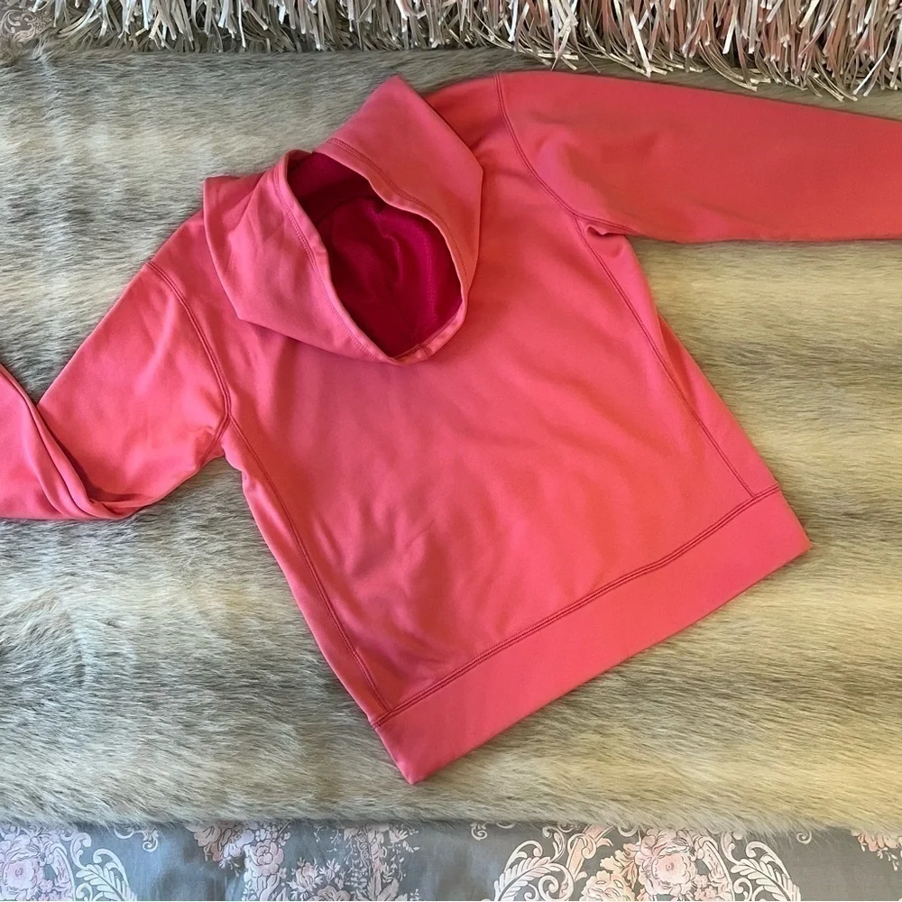 NIKE Hoodie Pink Swoosh Long Sleeve THERMA FIT Comfy L Fleece Lined